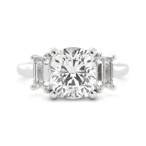Cushion and Trapezoid Diamond Ring