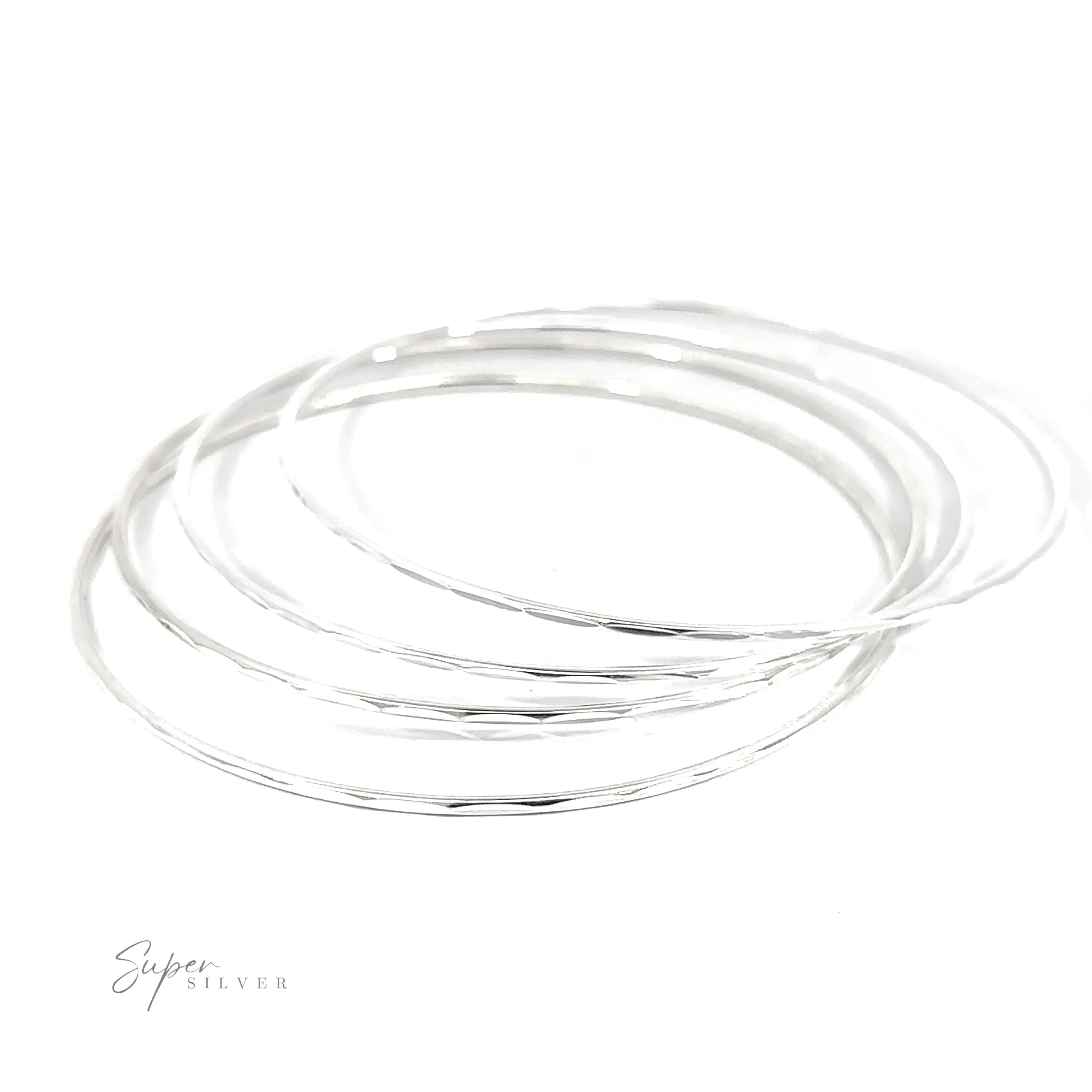 Dainty Faceted Silver Bangle