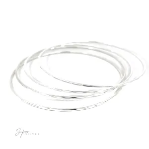 Dainty Faceted Silver Bangle