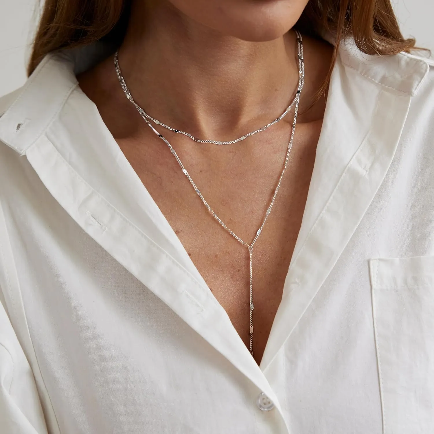 Dainty Y Necklace for Women, Trendy Long Gold Necklaces 14K Gold Plated Layered Necklaces Set Dainty CZ Shining Dot Necklace Jewelry Gift for Women Girls