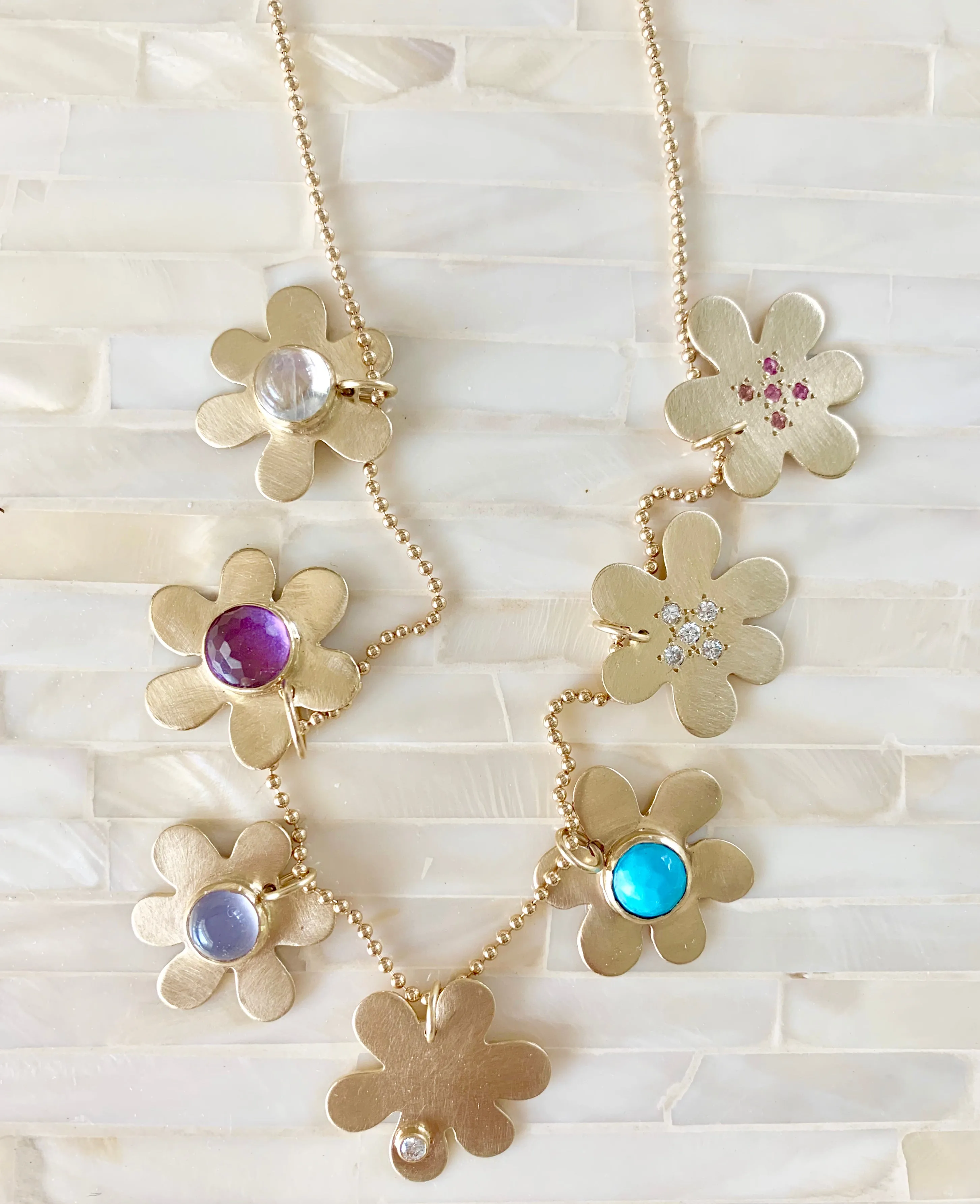 Daisy Diamond Petal Charm with Removable Bail