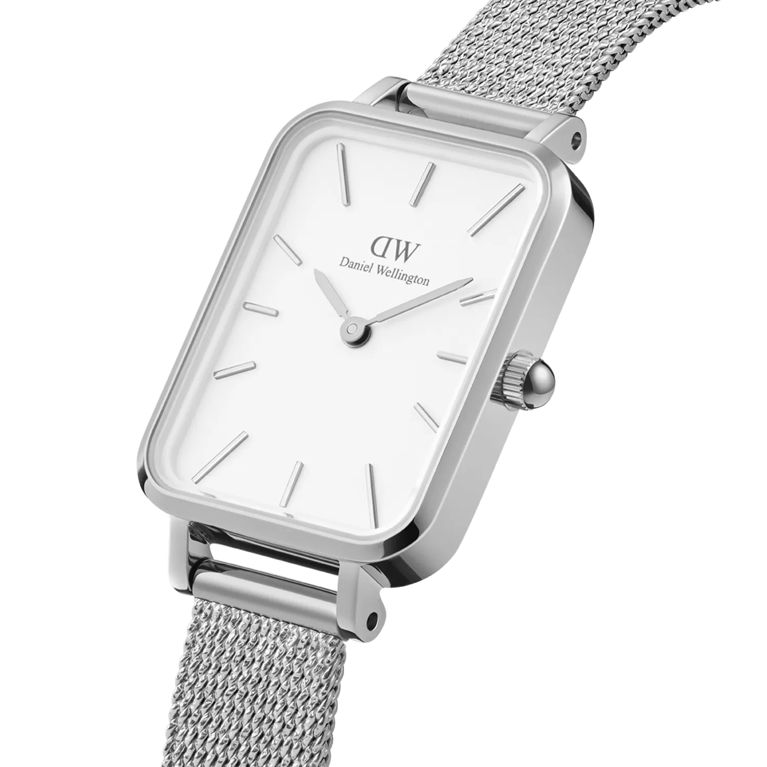 Daniel Wellington Quadro 20X26 Pressed Sterling Silver and White Watch