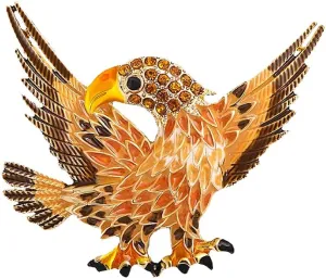 Enamel Crystal American Domineering Eagle Brooch Animal Rhinestone Lapel Pin Fashion Jewelry Brooches Accessories for Men Women