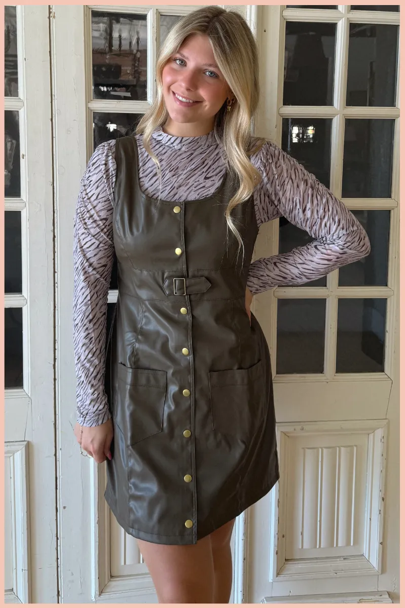 Faux Leather Fit Dress
