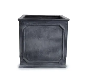 Fiberglass Bordered Cube Planter with Lead Finish - 12"W