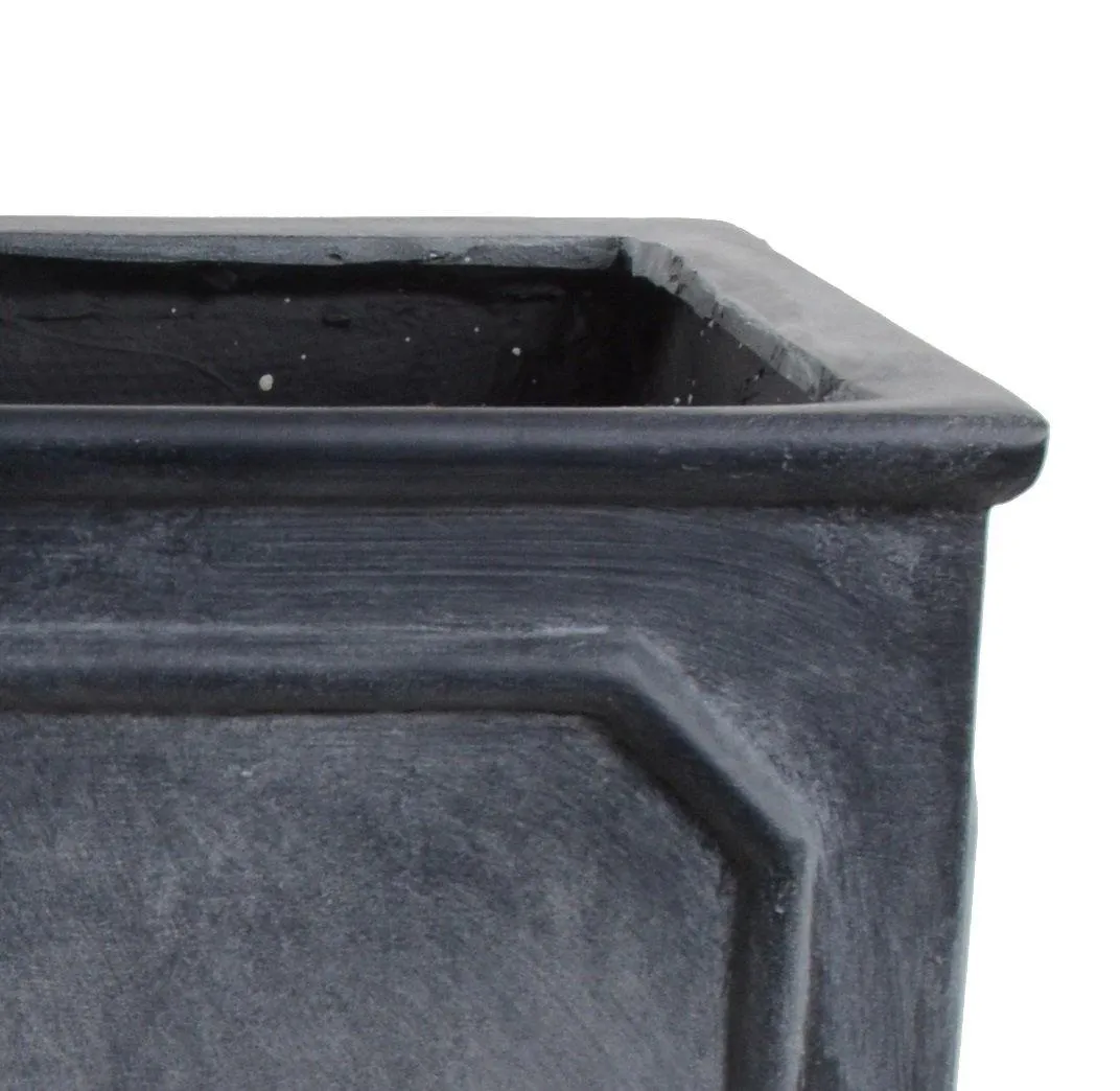 Fiberglass Bordered Cube Planter with Lead Finish - 12"W
