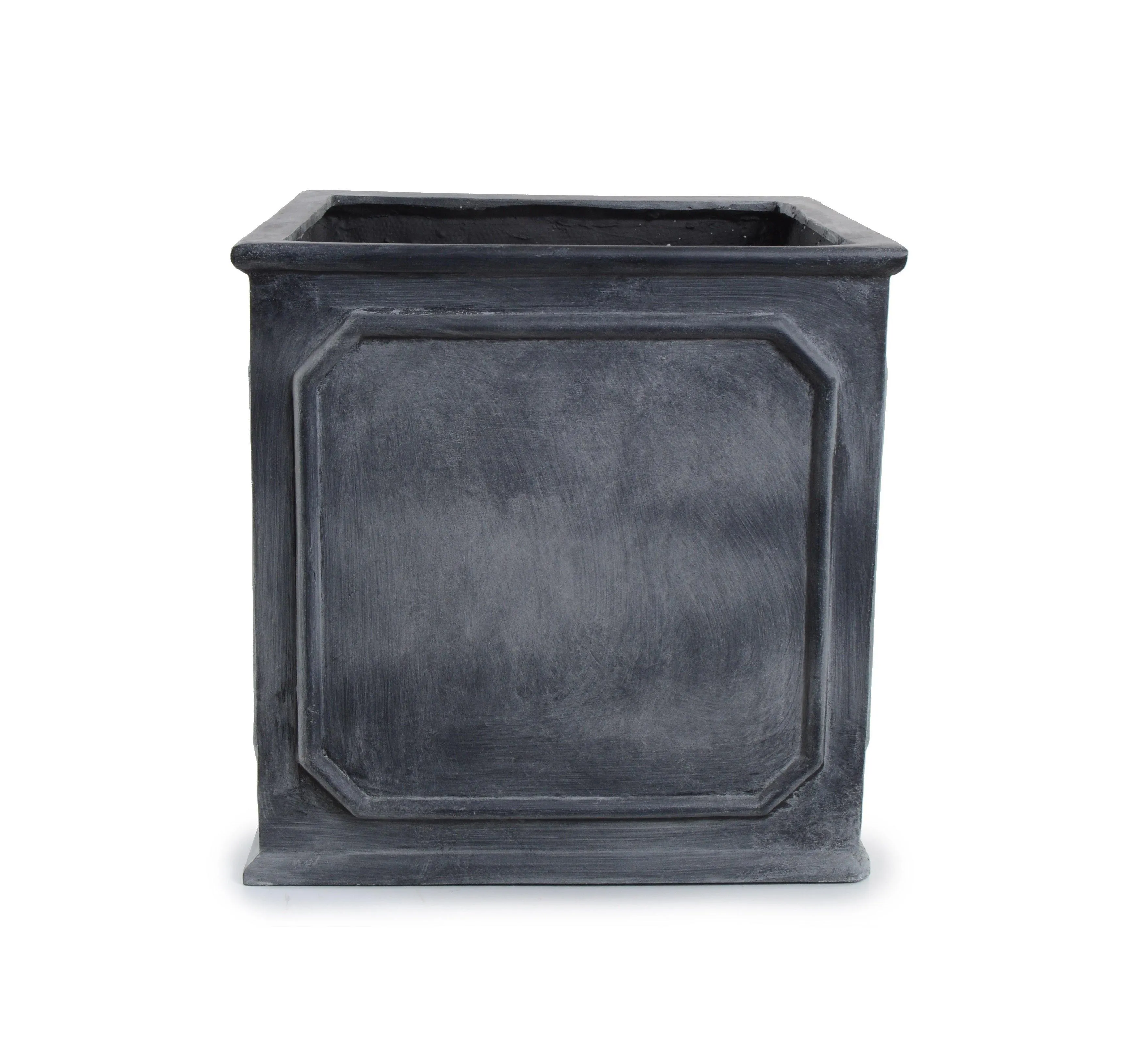 Fiberglass Bordered Cube Planter with Lead Finish - 12"W