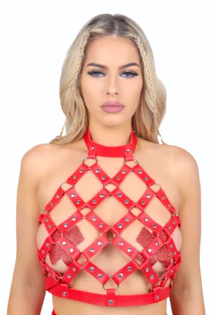 Flame Cage Red Harness Top