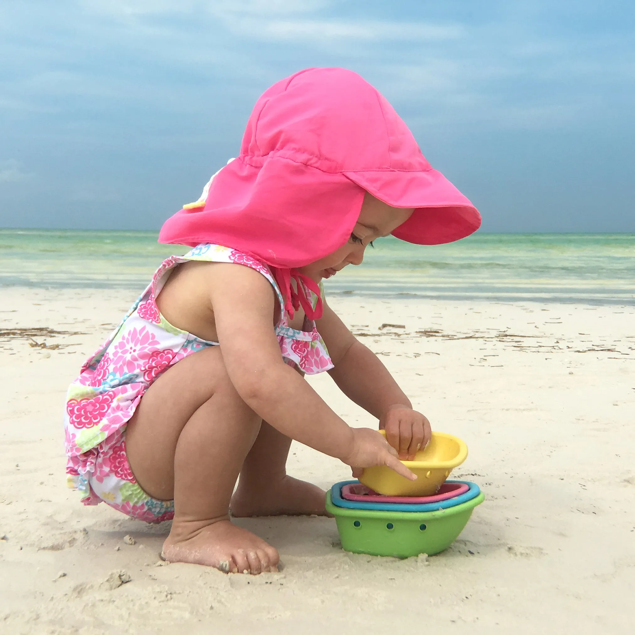 Flap Sun Protection Hat-Hot Pink