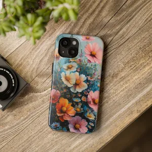 Floral iPhone Case, Vibrant Garden Flowers Protective Phone Cover, Designer Artistic Blossom Mobile Case, Unique Flower Gift Idea, Tough iPhone Case