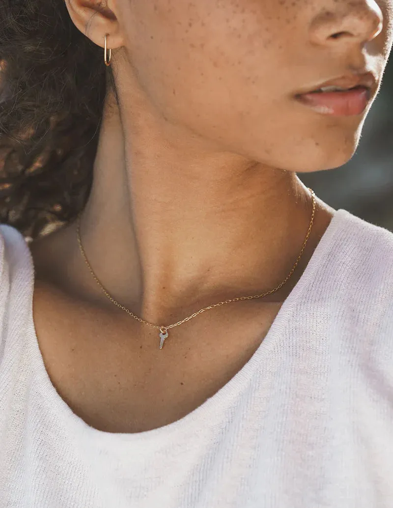 Gold Key Charm Necklace