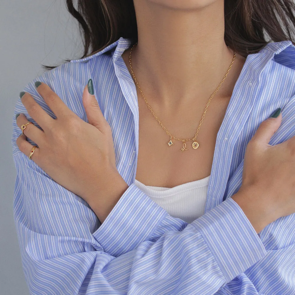 Gold Tone Disc Necklace Charm