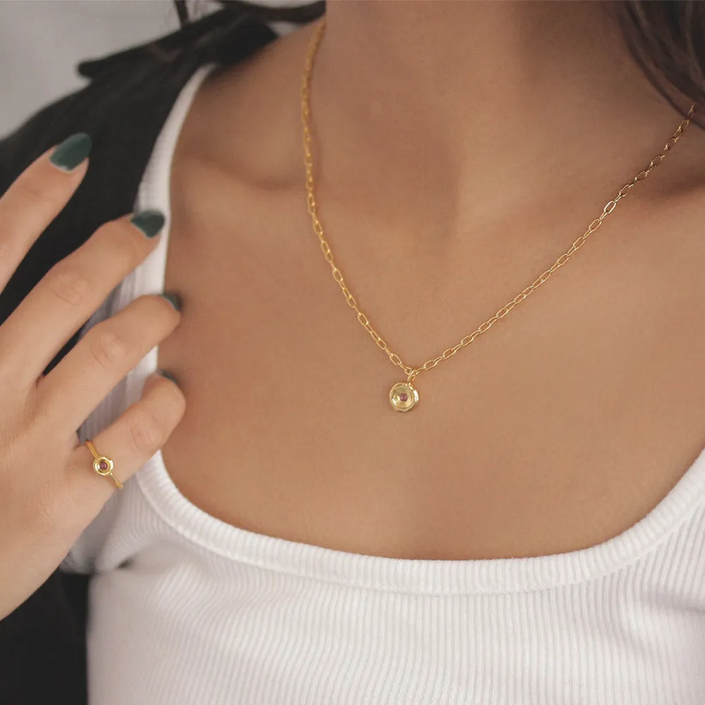Gold Tone Disc Necklace Charm