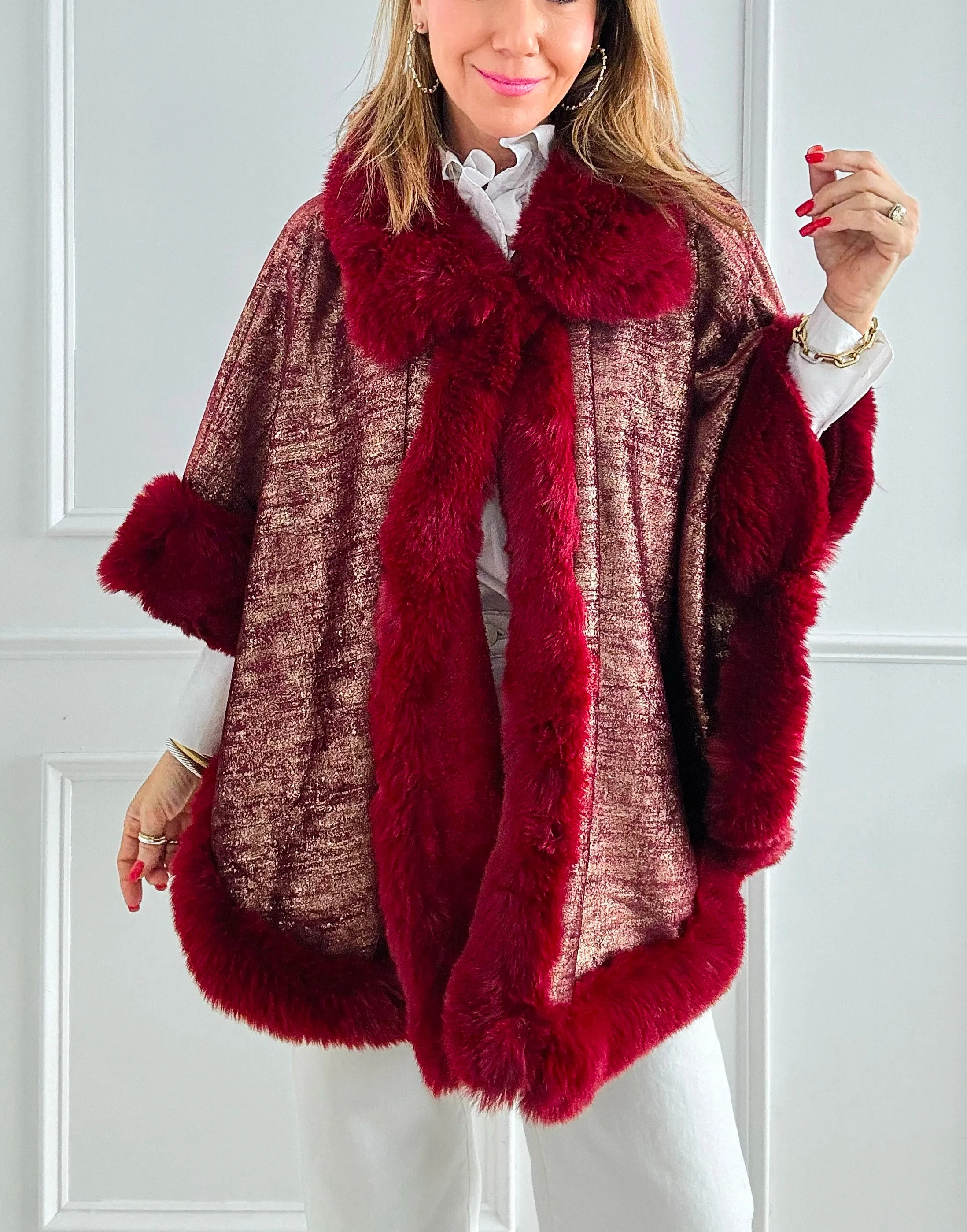 Golden Hour Glam Cape - Burgundy