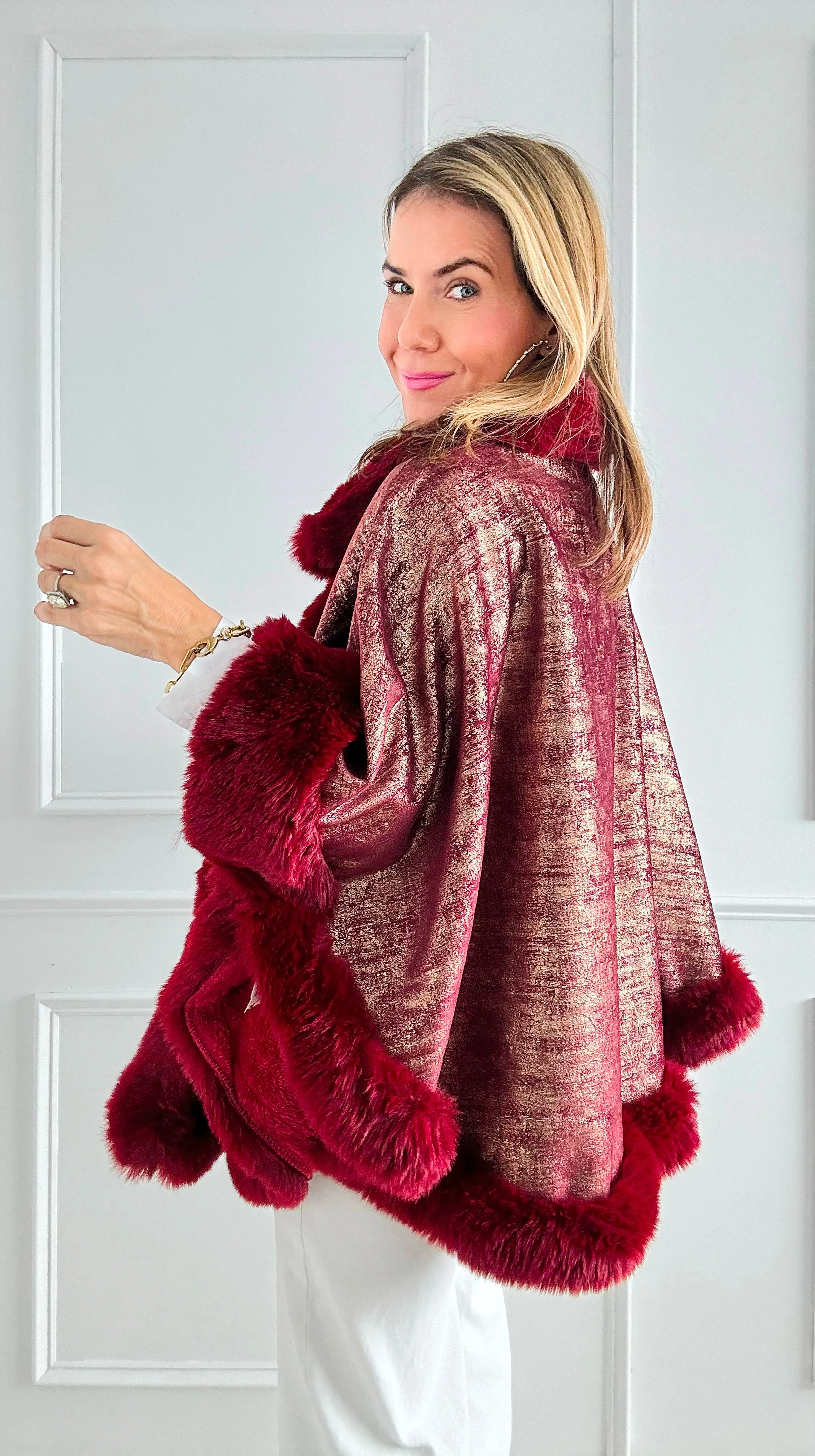 Golden Hour Glam Cape - Burgundy