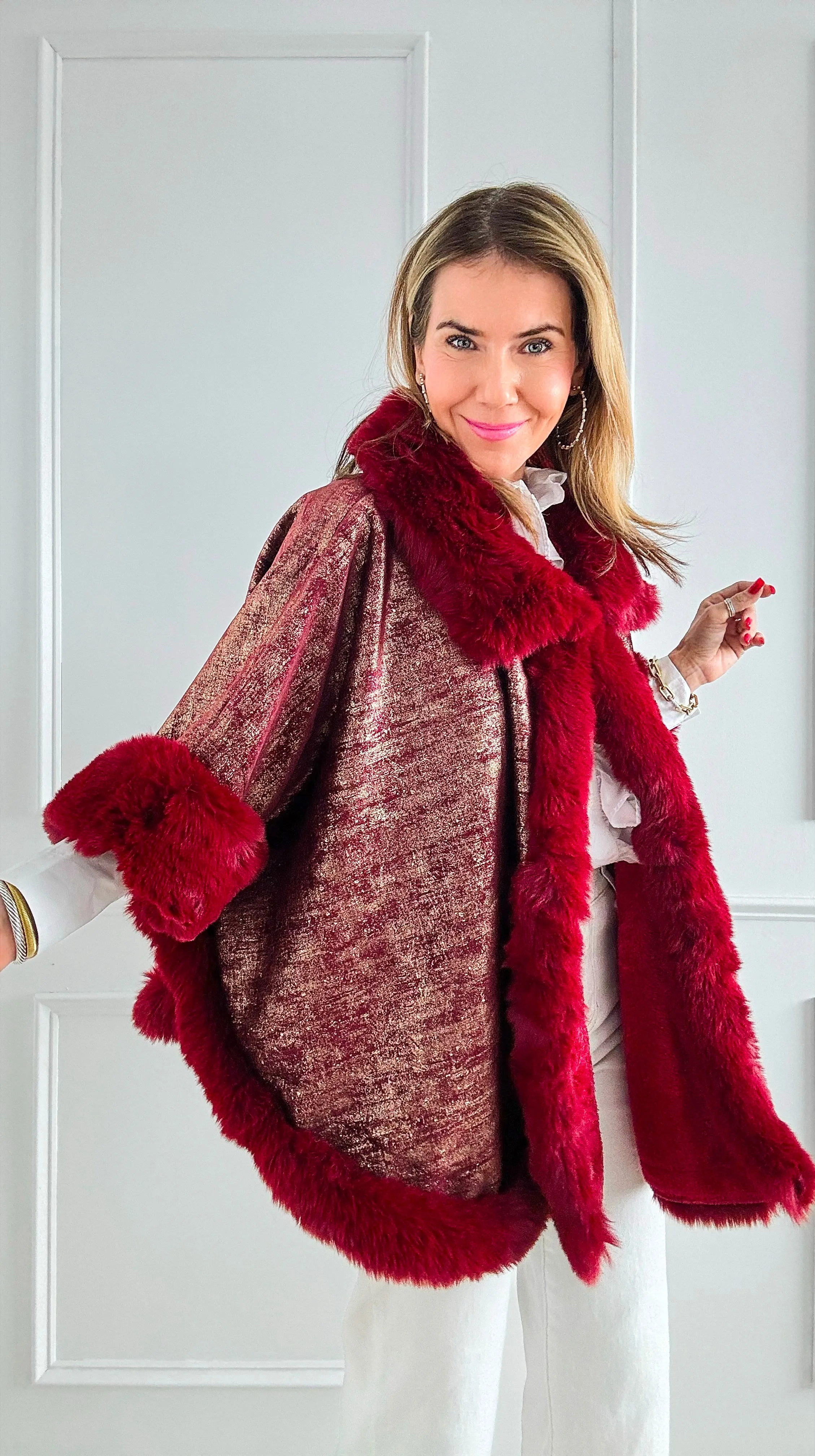 Golden Hour Glam Cape - Burgundy