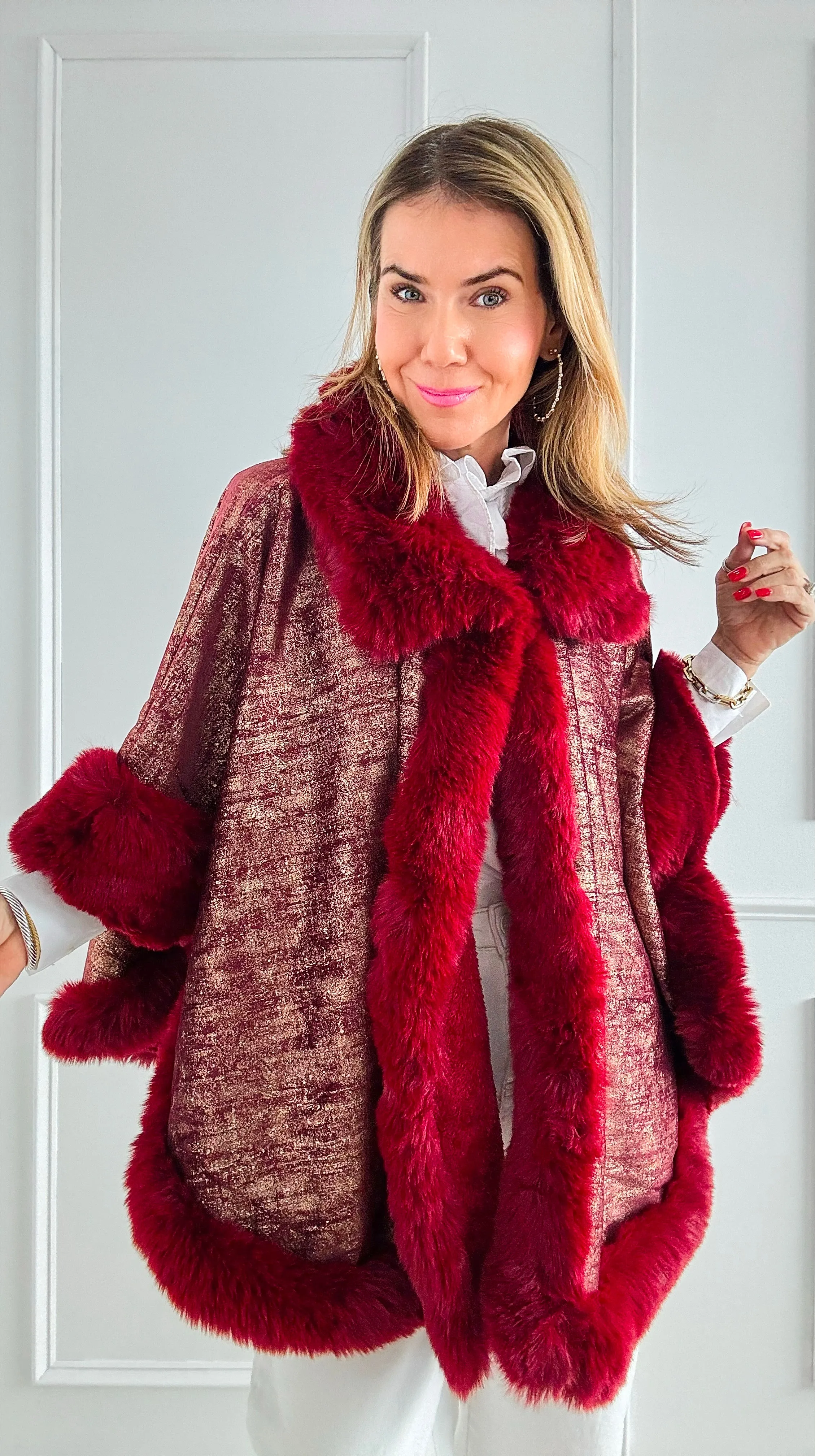 Golden Hour Glam Cape - Burgundy