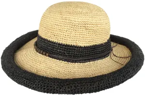 Headchange Womens Rolled Kettle Brim Crochet Raffia Straw Sun Hat