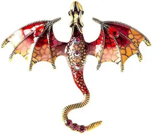 Hewill Dragon Brooch Pin Vintage Punk Zirconia Dragon Animal Lapel Pin Enamel Domineering Wyvern Brooches for Women Men Jacket Hat Decoration