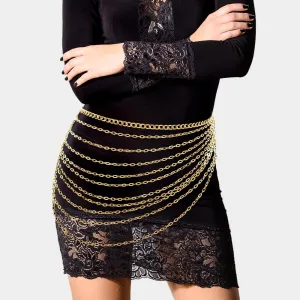 iLLASPARKZ Draped Metal Chain Multi Layered Belt