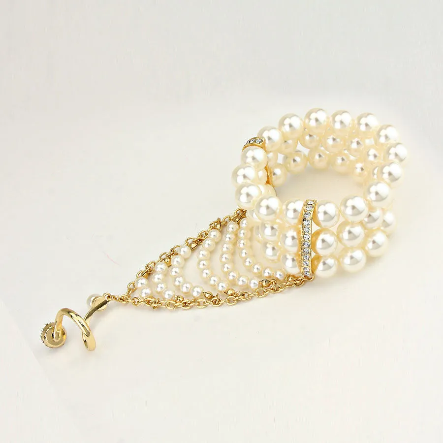 iLLASPARKZ Majestic Pearl Hand Chain Bracelet