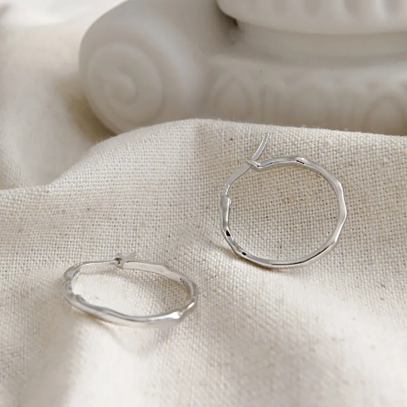 Irregular Surface Thin Hoop Earrings