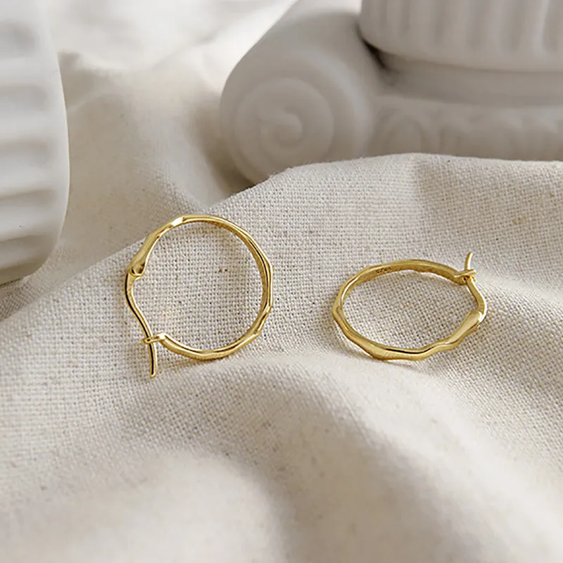 Irregular Surface Thin Hoop Earrings
