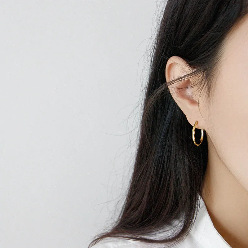 Irregular Surface Thin Hoop Earrings