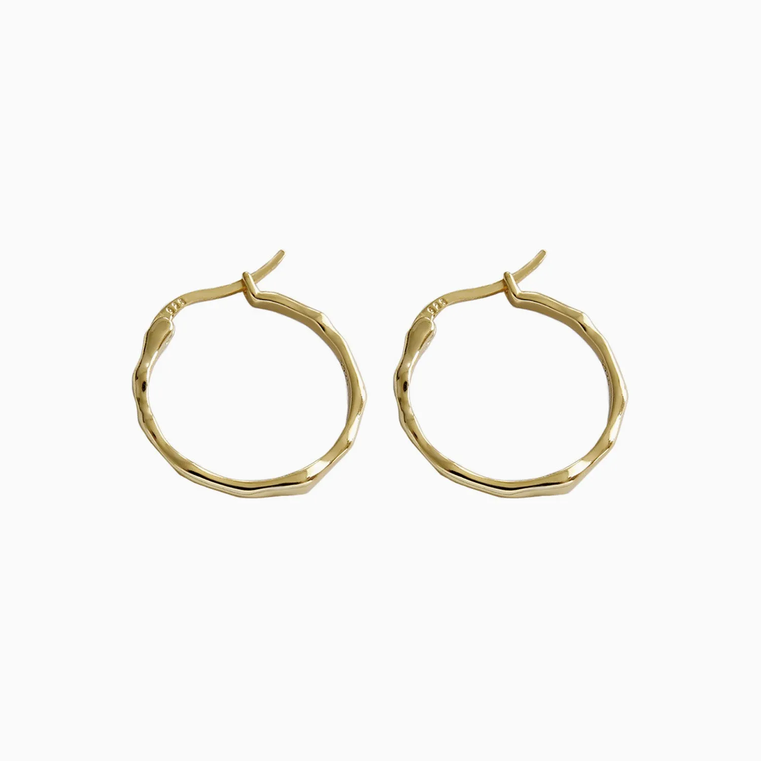 Irregular Surface Thin Hoop Earrings