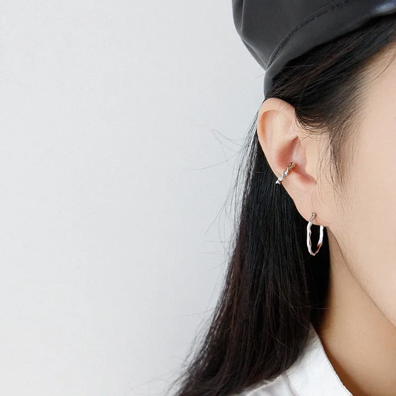 Irregular Surface Thin Hoop Earrings