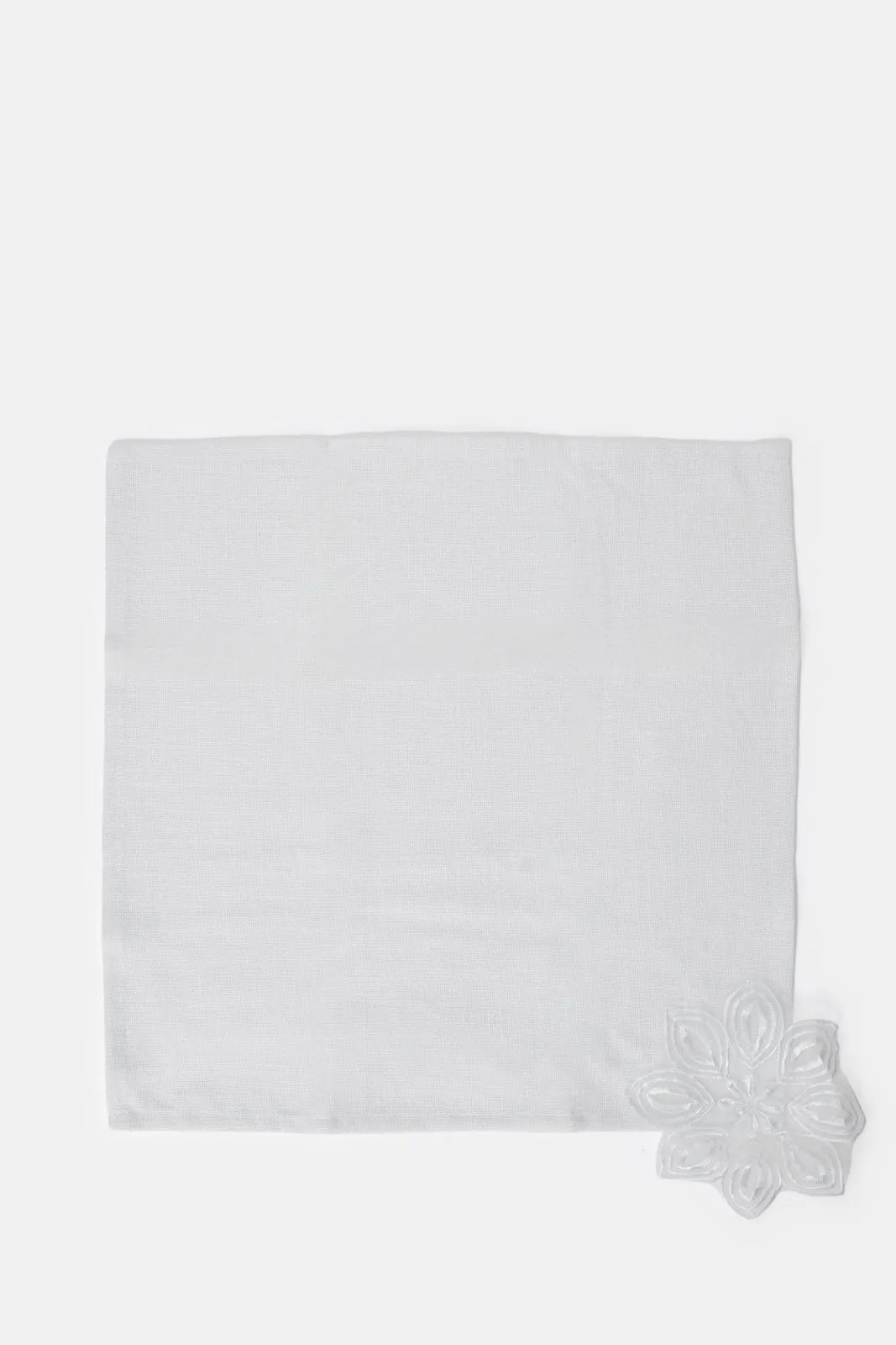 Ivory Floral Applique Embroidered Napkin (4 Piece)