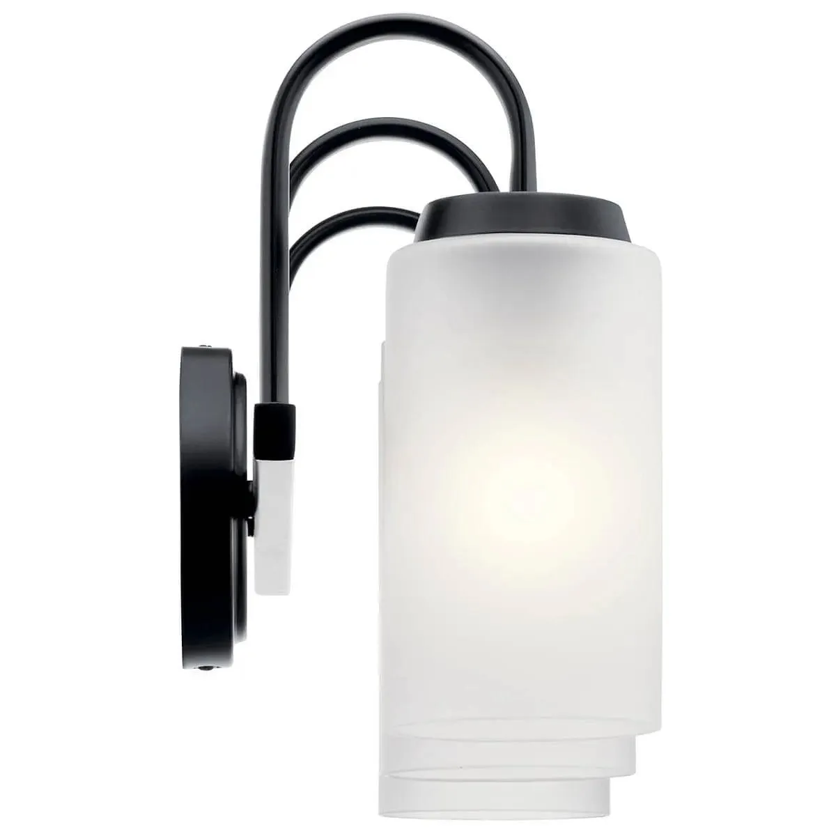 Kennewick 23 In 3-Lights Bathroom Vanity Light With Clear Satin Etched Glass, Black Finish