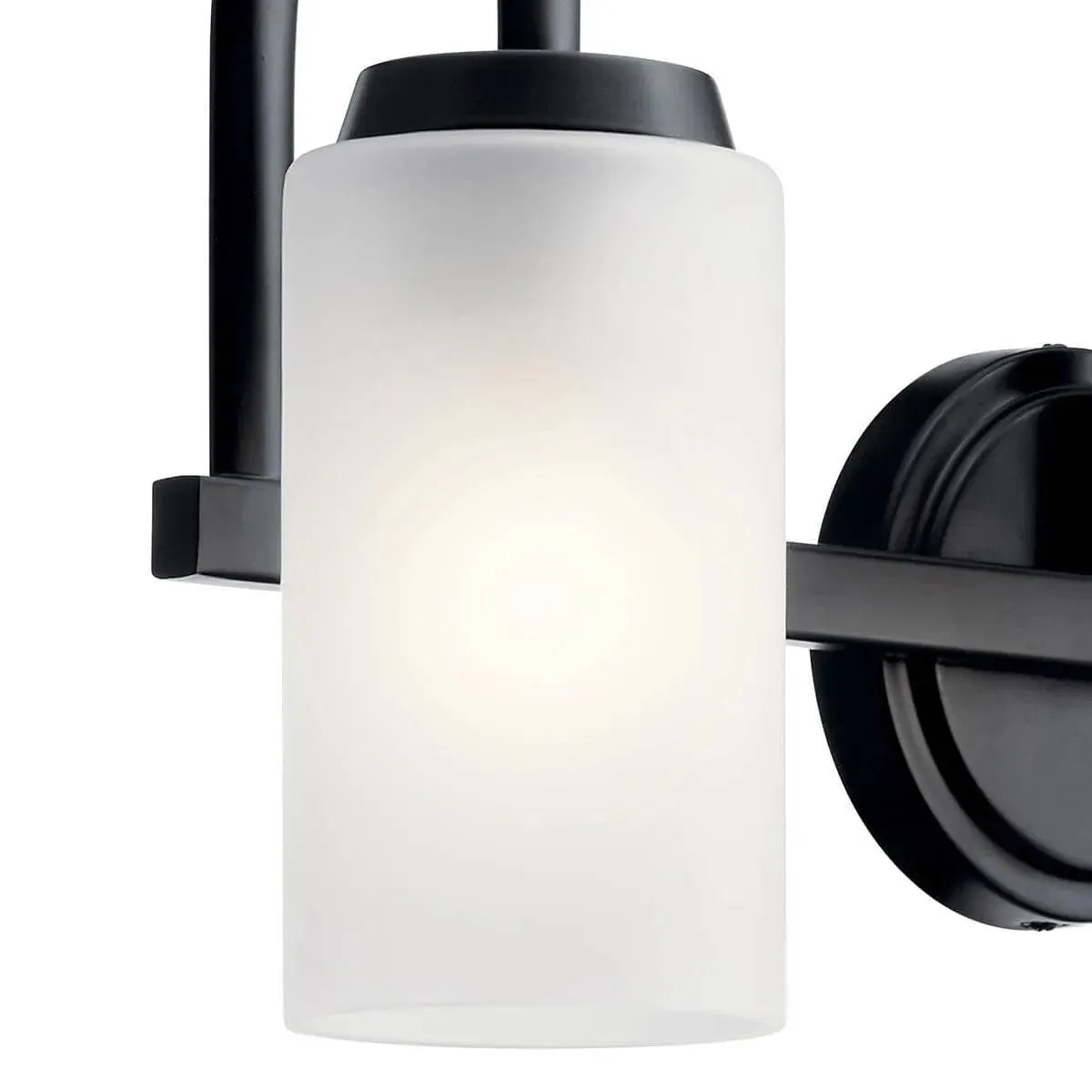 Kennewick 23 In 3-Lights Bathroom Vanity Light With Clear Satin Etched Glass, Black Finish