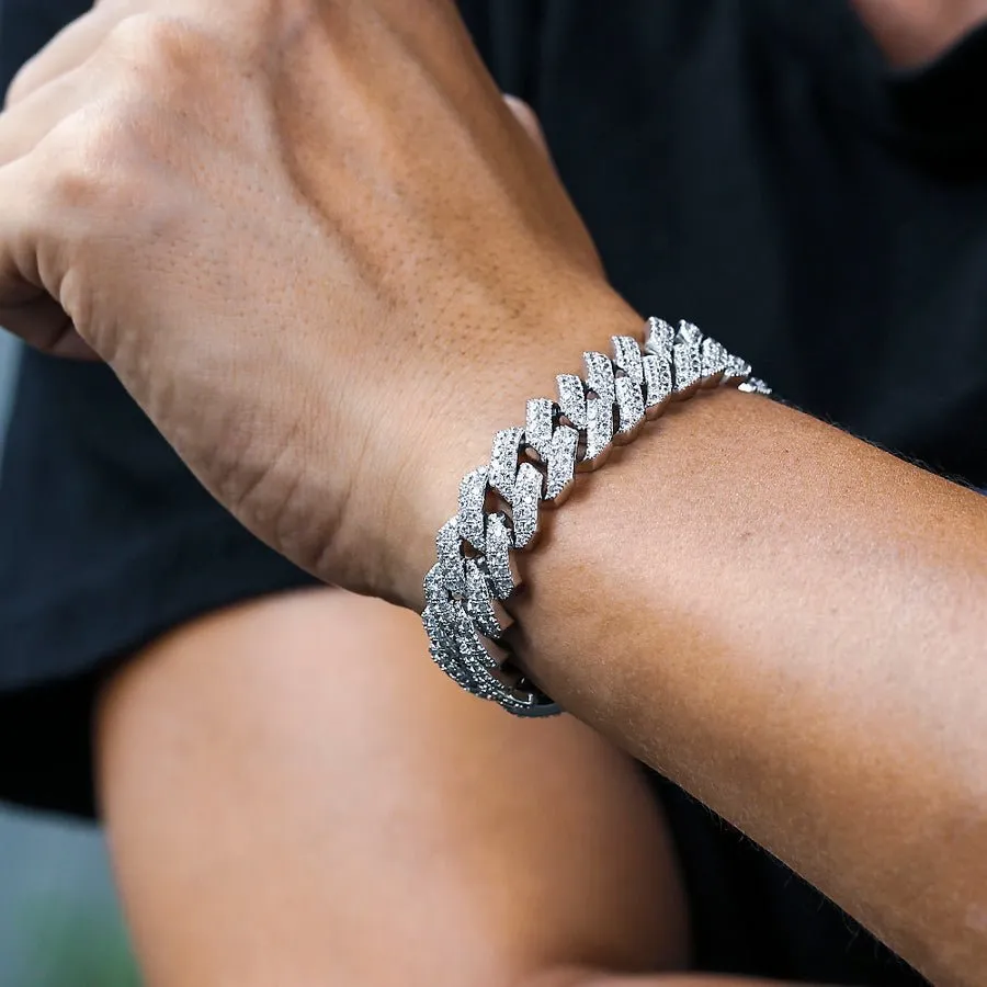 Lab Diamond Cuban Chain Bracelet - 12mm
