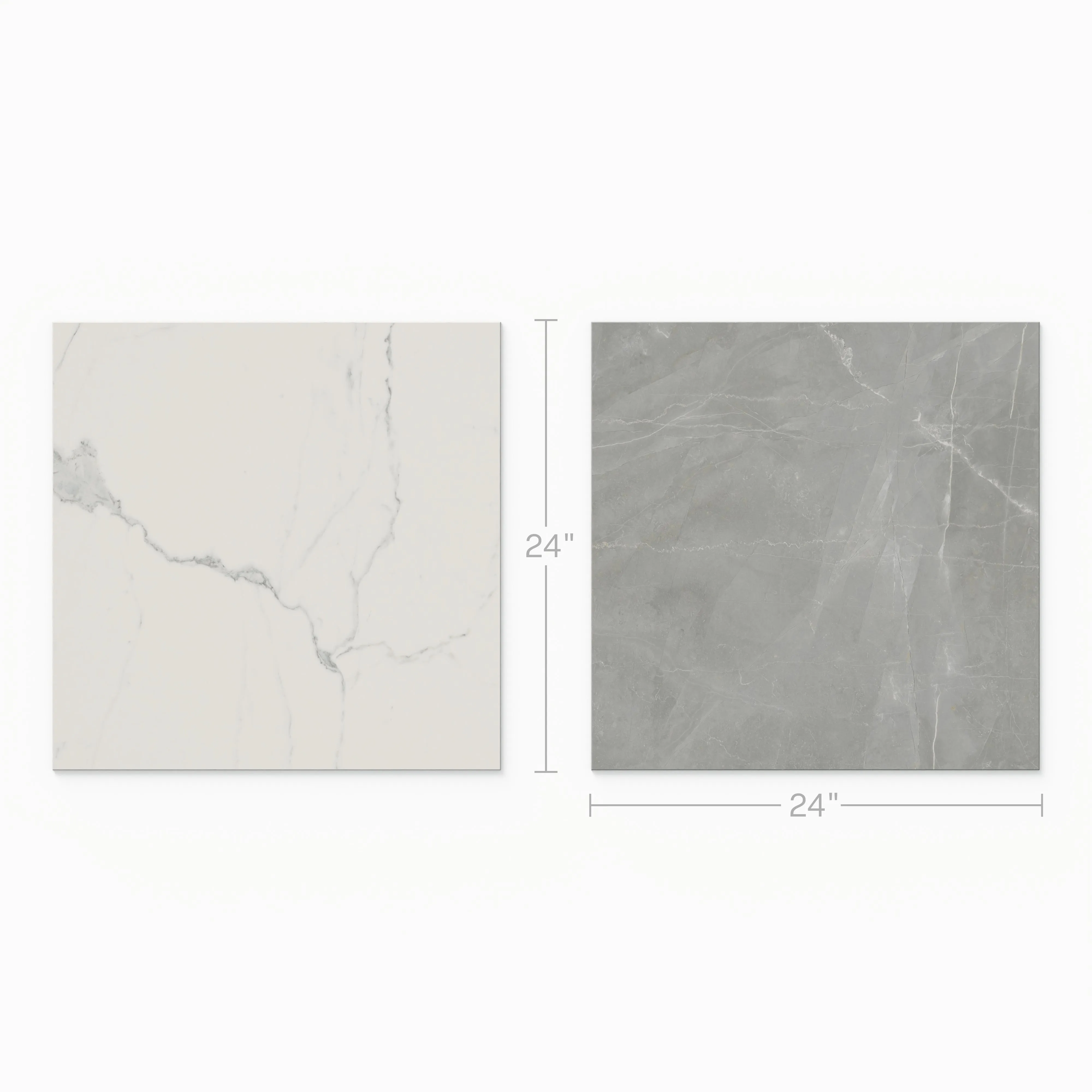 Leona 24x24 Checkerboard Polished Porcelain Tile in Calacatta and Amani Grey