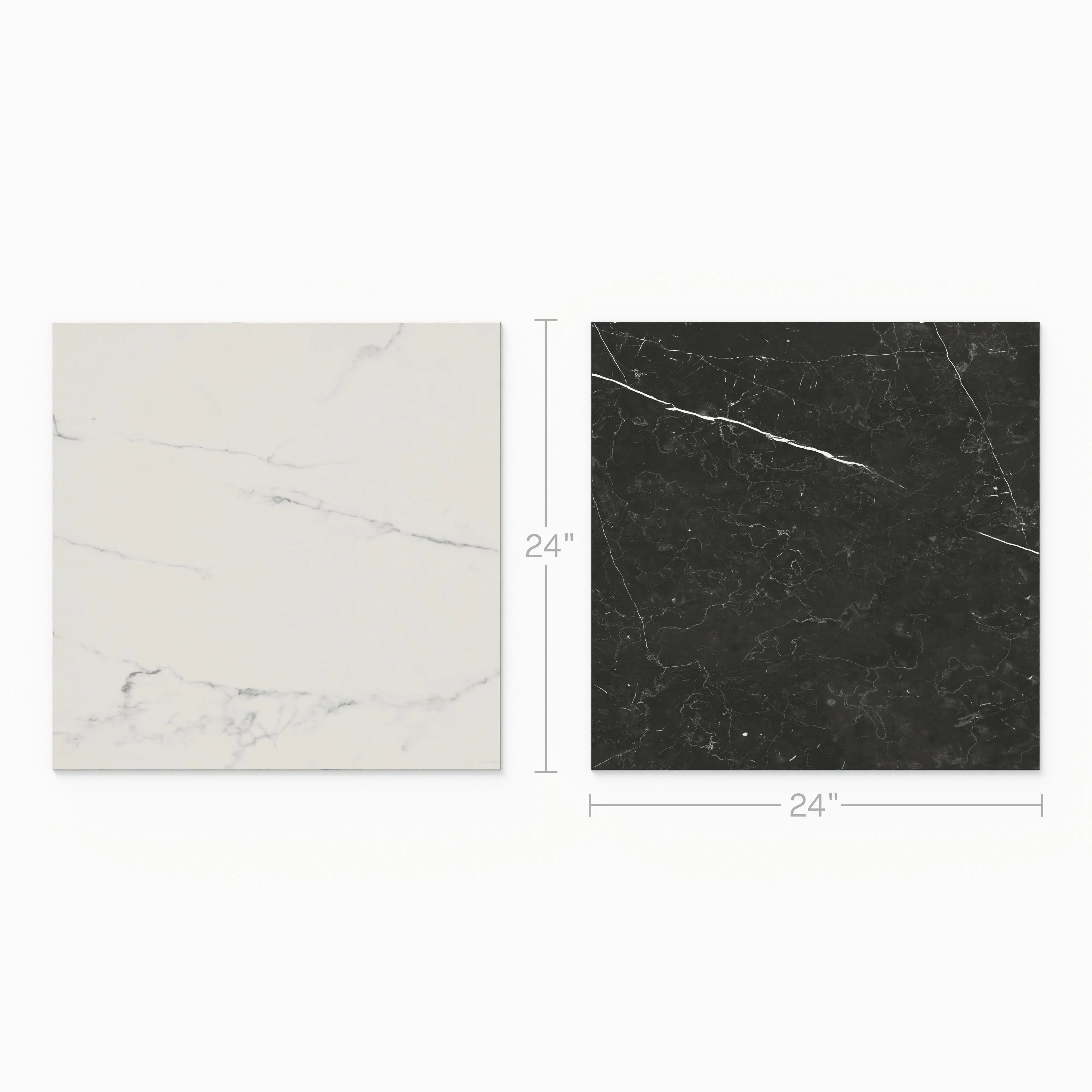 Leona 24x24 Checkerboard Polished Porcelain Tile in Calacatta and Nero Marquina