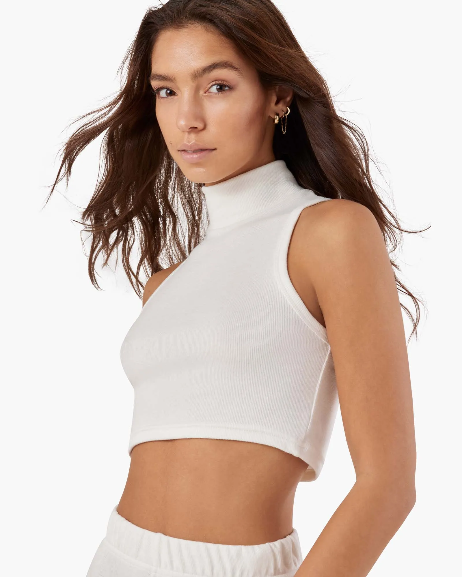 Light Rib Mockneck Tank - Ivory