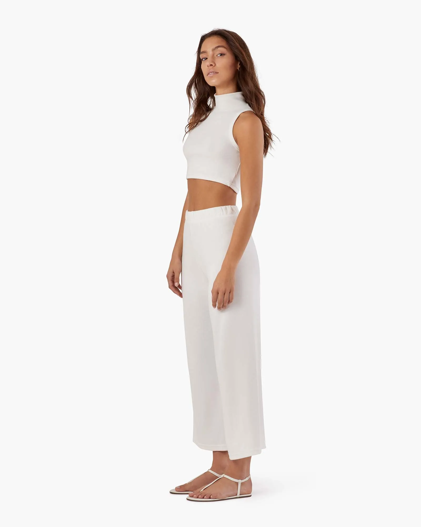 Light Rib Mockneck Tank - Ivory