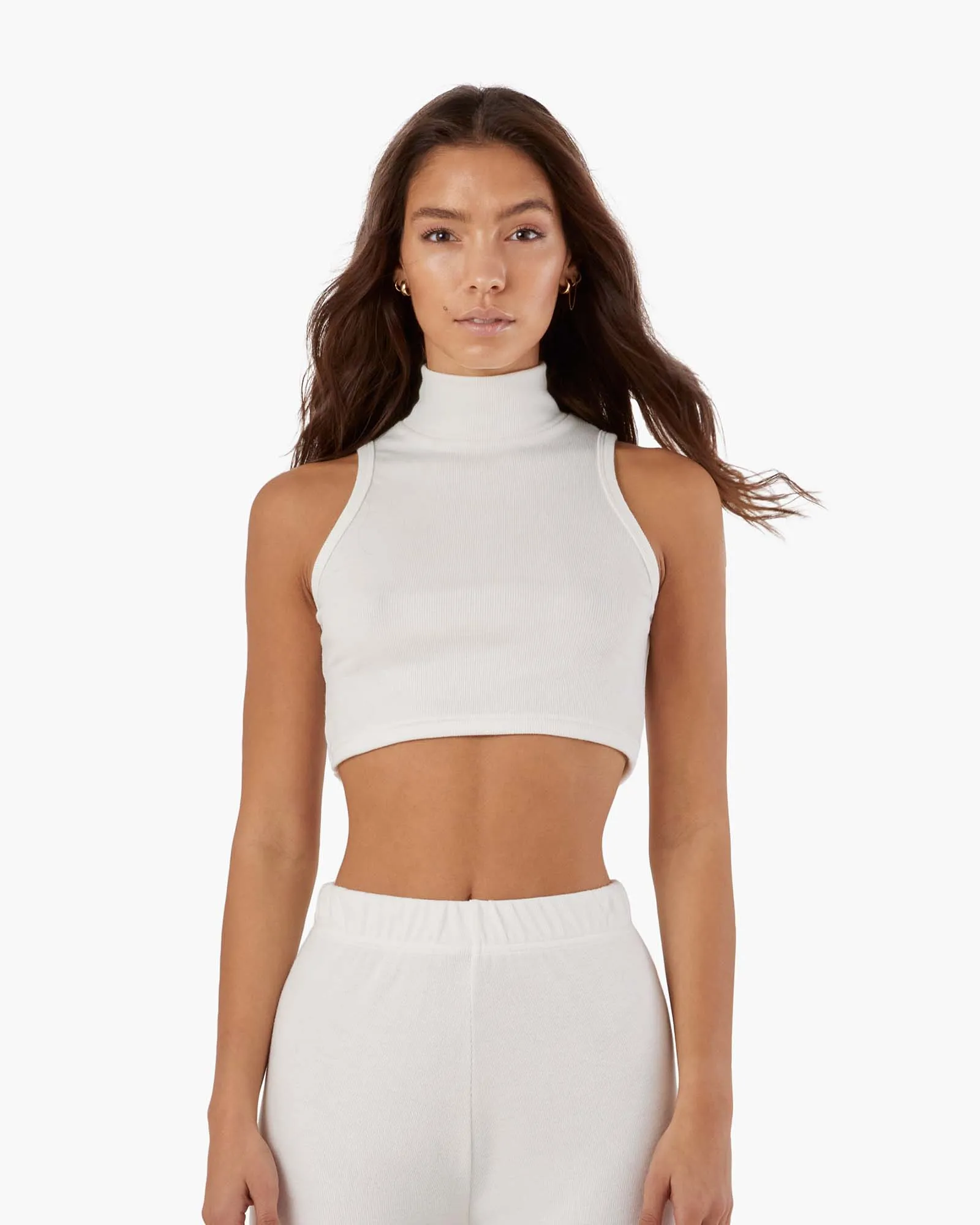 Light Rib Mockneck Tank - Ivory