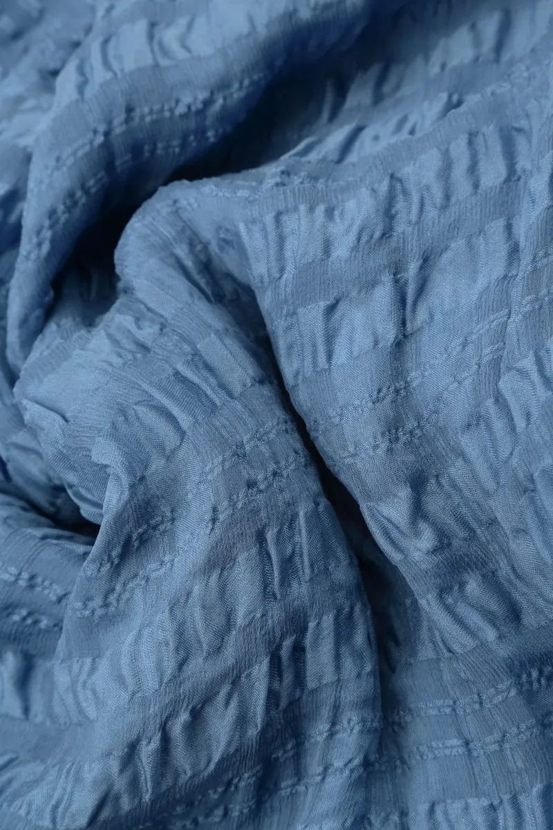 Lightweight Blue Nova Textured Silk Scarf