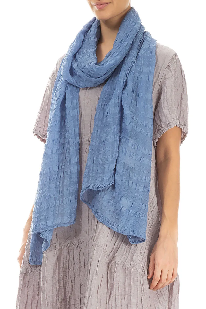 Lightweight Blue Nova Textured Silk Scarf