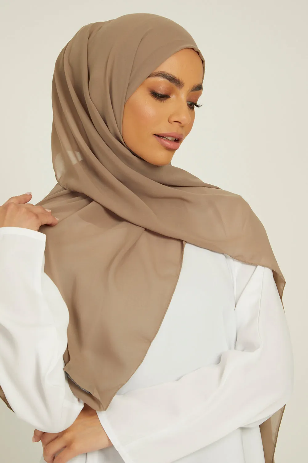 Luxury Georgette Hijab -  Coffee