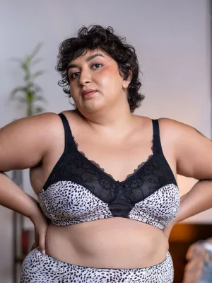 Lydia - Non Wired Lace Bra in Snow Leopard