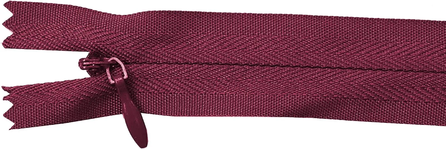 Maroon Hidden Zippers - Maroon Invisible Zippers - Zippers for Sewing Crafts - #3 Sewing Zippers Bulk Maroon Zipper Supplies