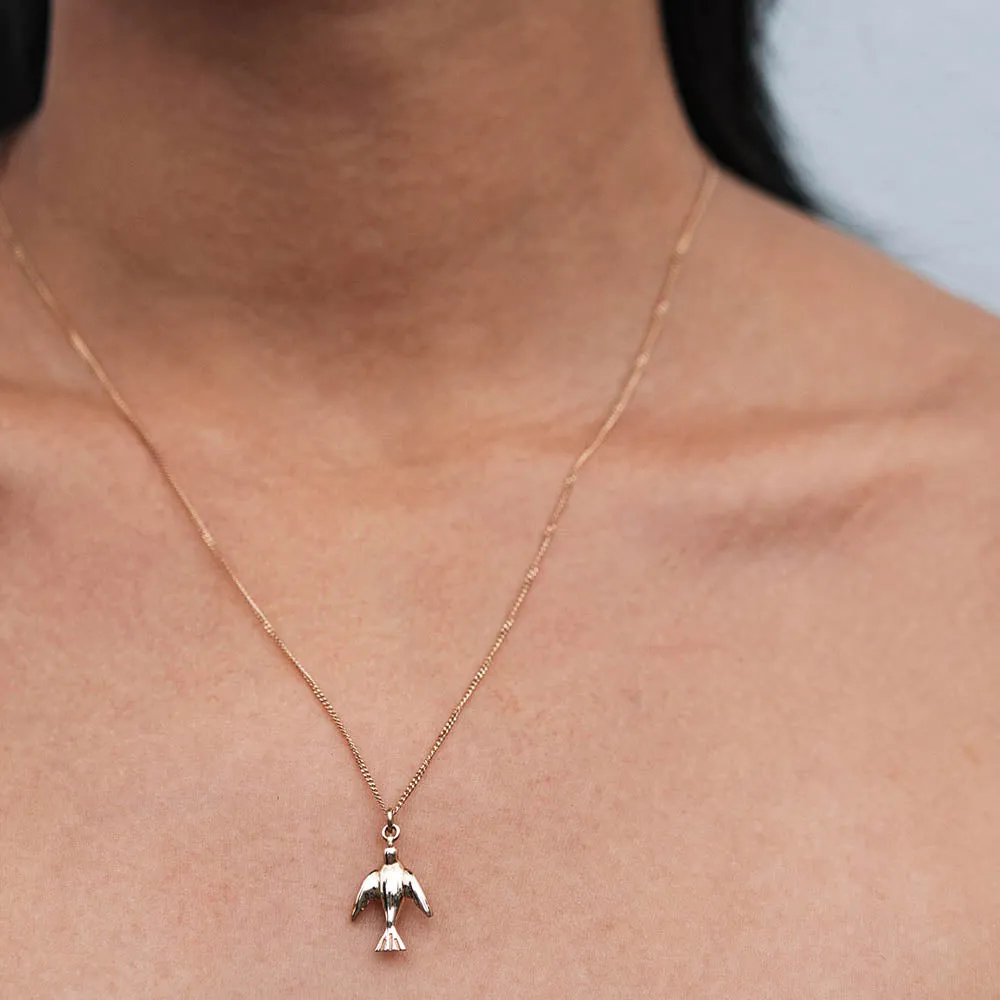Meadowlark Dove Charm Necklace - Gold Plated