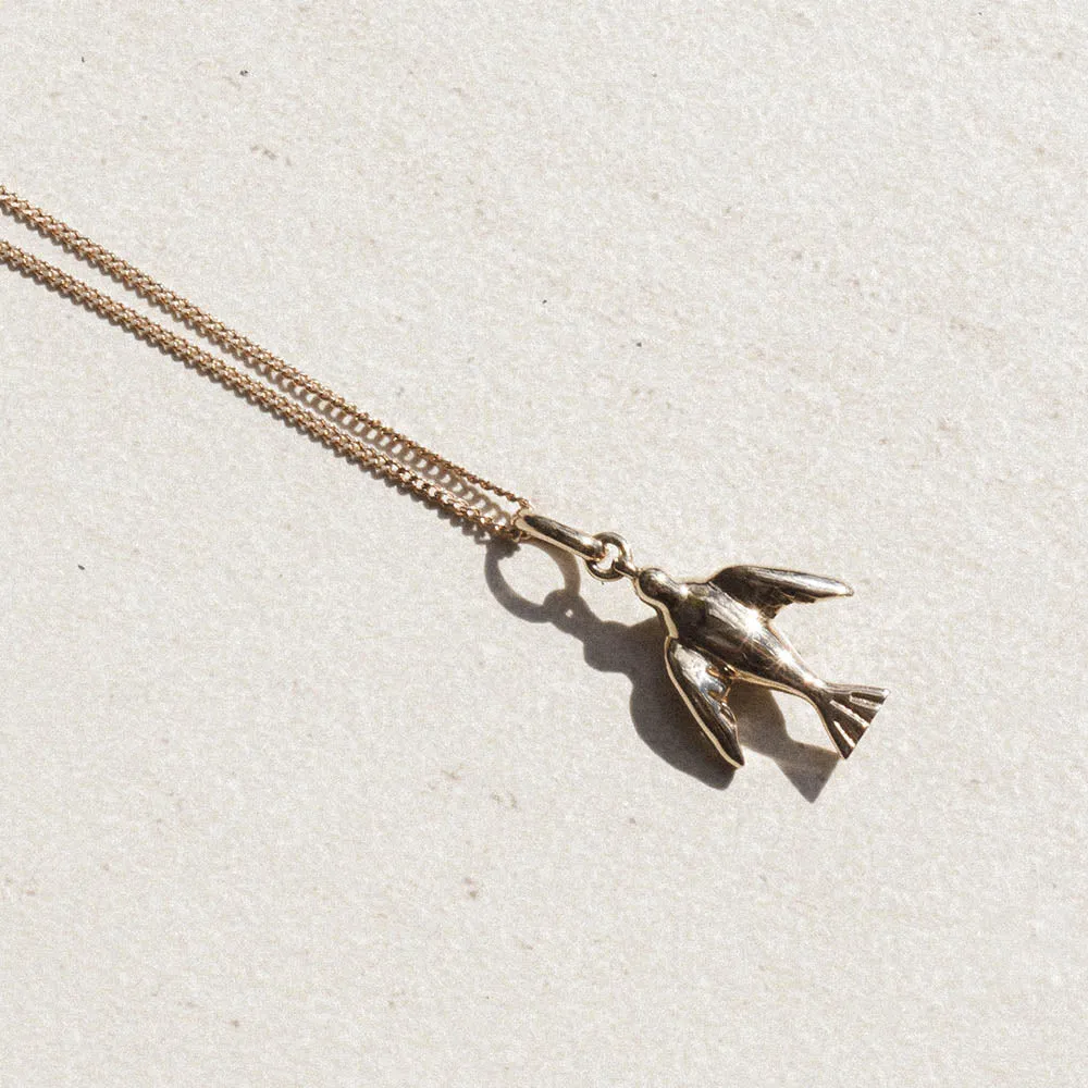 Meadowlark Dove Charm Necklace - Gold Plated