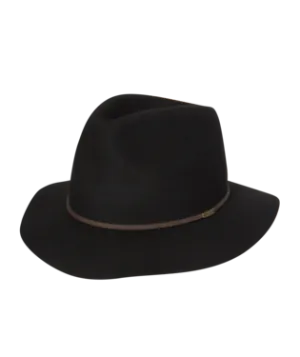 Mens Mid Brim Fedora Rajah BLACK