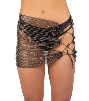 Mesh Fishnet Skirt- Black Cross Tie