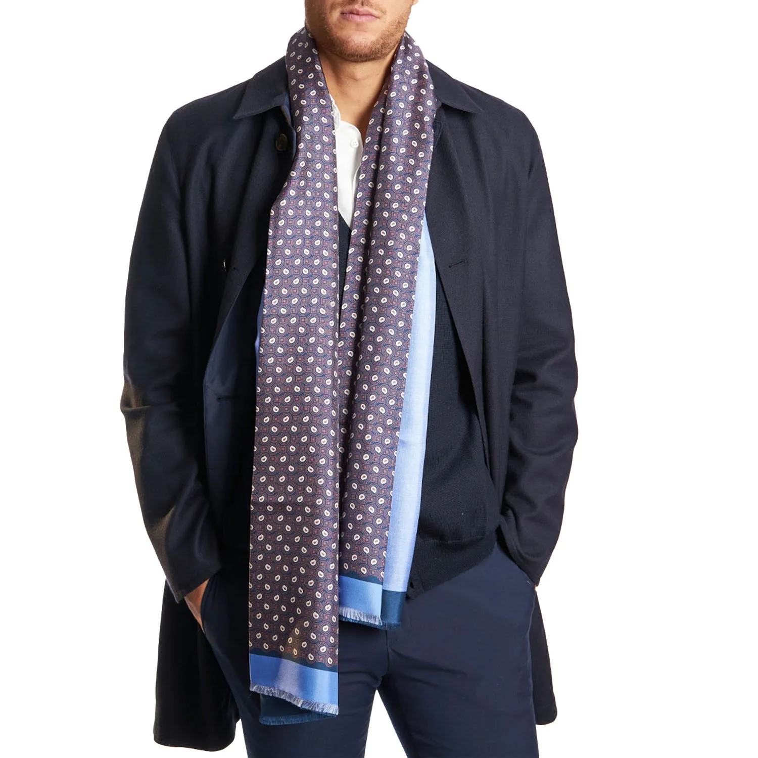 MIDNIGHT AND LIGHT BLUE DOUBLE SILK SCARF