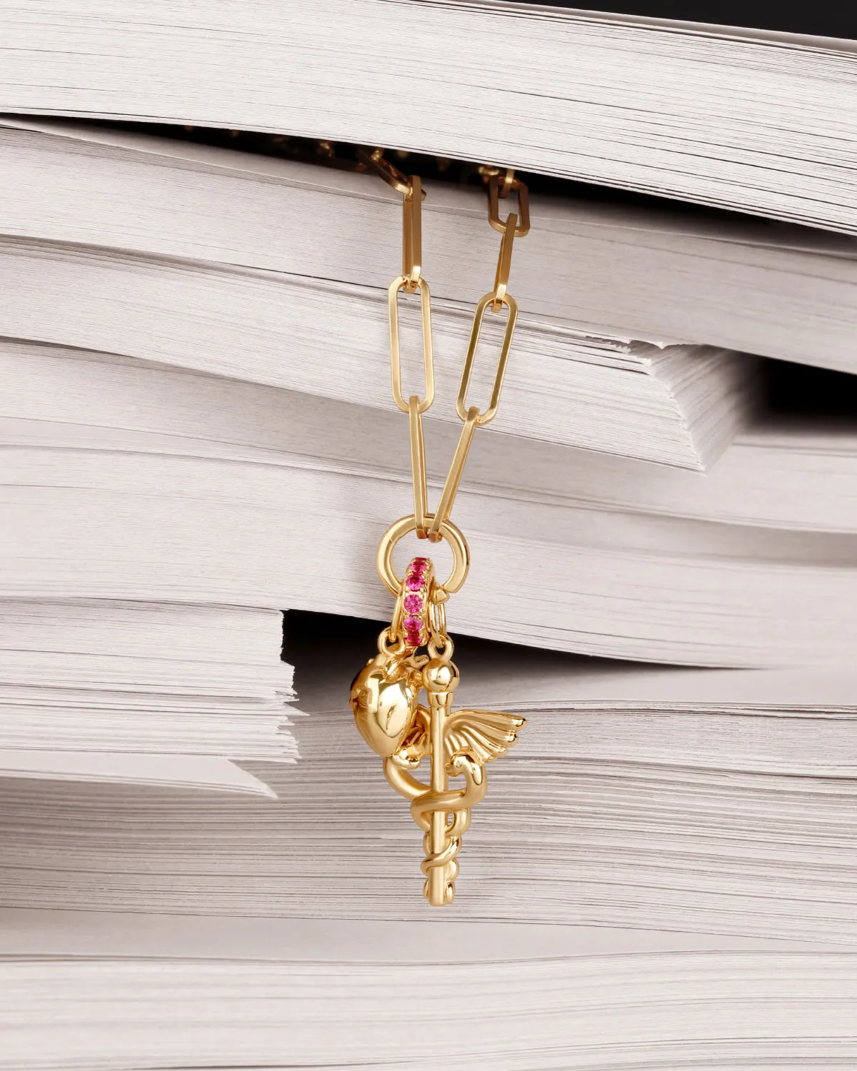 Mini Pink Ruby Pavé Charm Spacer